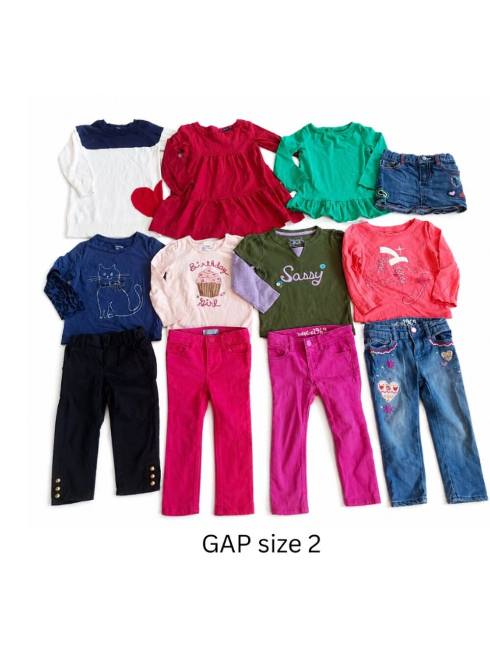 Baby Girl GAP lot size 2 - 12 items, dresses, tops, pants, jeans, denim skirt